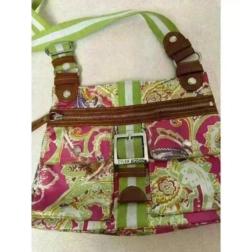 Tyler Rodan Womens Floral Pink Green Purple Purse Shoulder Bag Handbag Beautiful - Picture 6 of 8